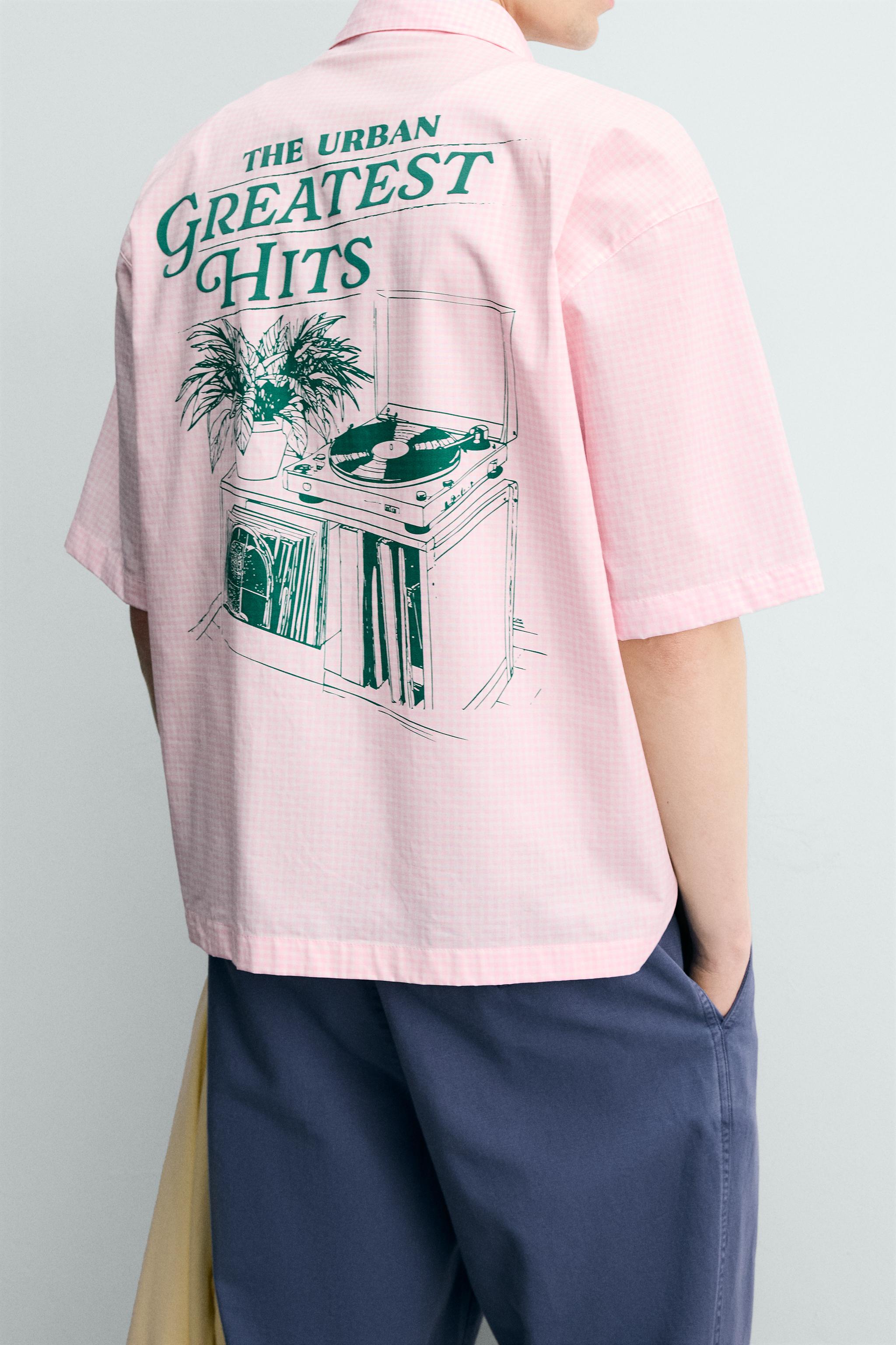 COMBINATION GRAPHIC PLAID SHIRT